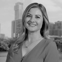 Black and white photo of Cassidy Macias