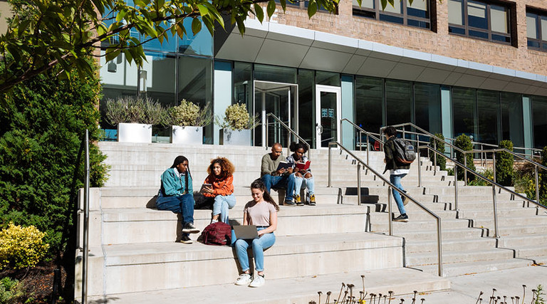 Students working outside